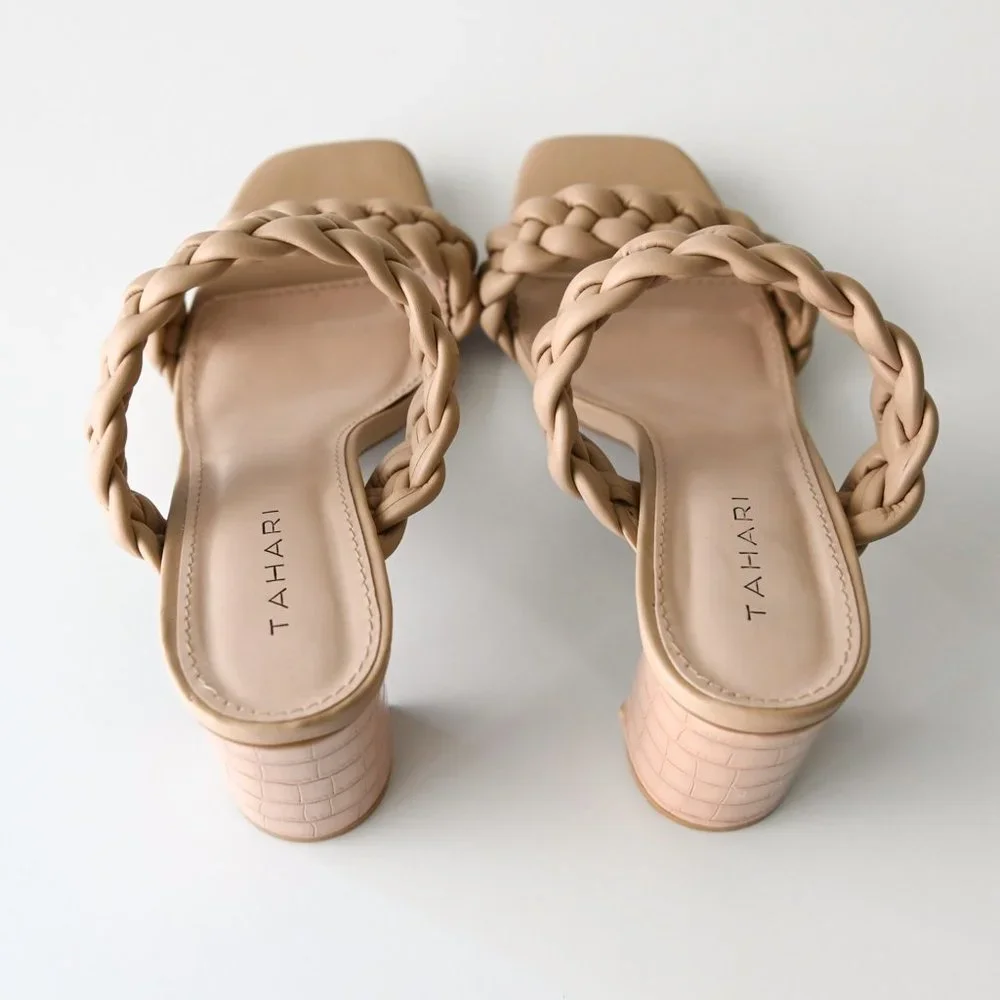 TAHARI Tan Dayah Rope Braid Square Toe 3